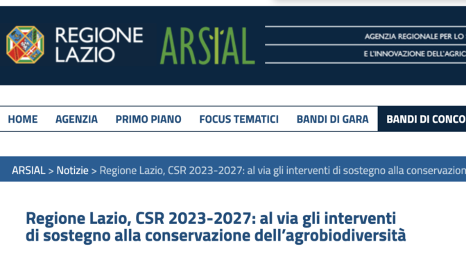 Regione Lazio, CSR 2023-2027: al via gli interventi di sostegno alla conservazione dell’agrobiodiversità