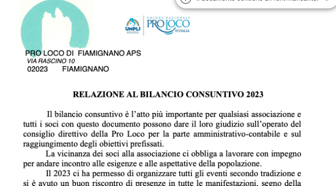 Bilancio consuntivo 2023